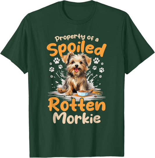 Morkie Dog Breed Pet Property of a spoiled rotten Morkie Women Girls Kids T-Shirt - T-Shirt | Forest