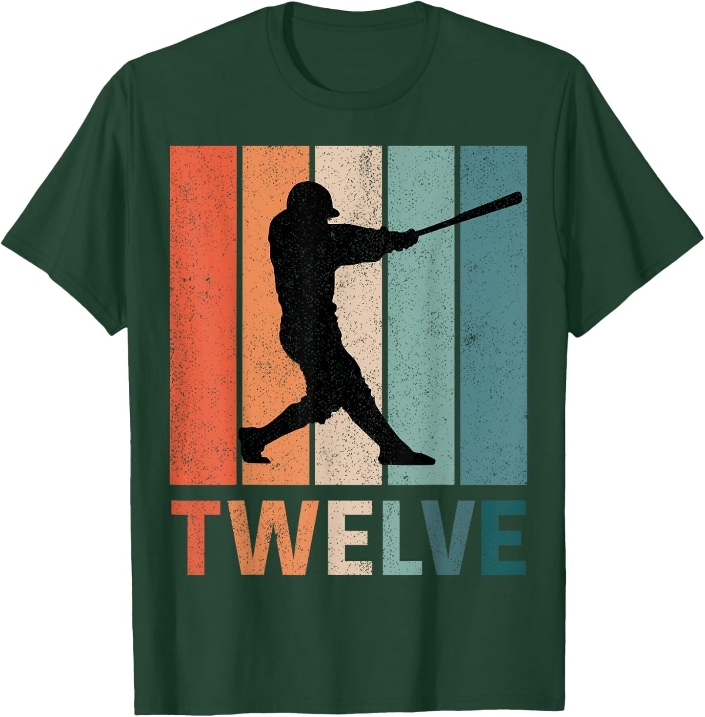 12th Birthday Retro Baseball Player Boys Kids 12 Years Old T-Shirt - T-Shirt | Forest