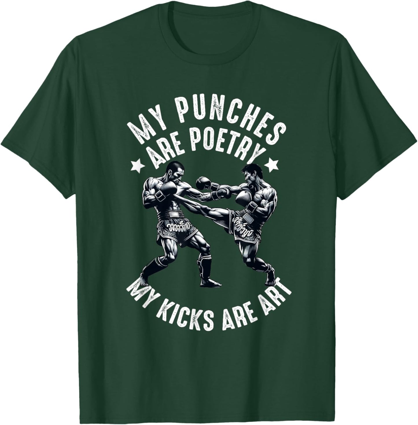 Muay Thai Fighter Dad Boys Thai Kickboxing Fighting T-Shirt - T-Shirt | Forest