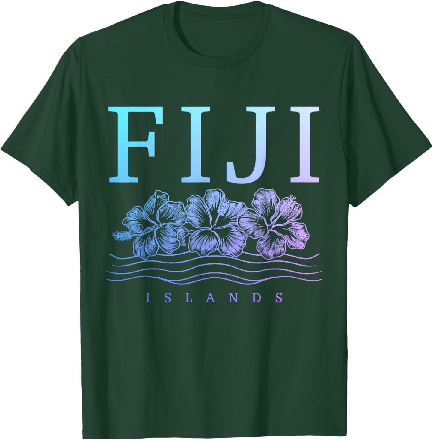 Fiji Islands Hibiscus Flowers Beach Surfer Souvenir T-Shirt - T-Shirt | Forest