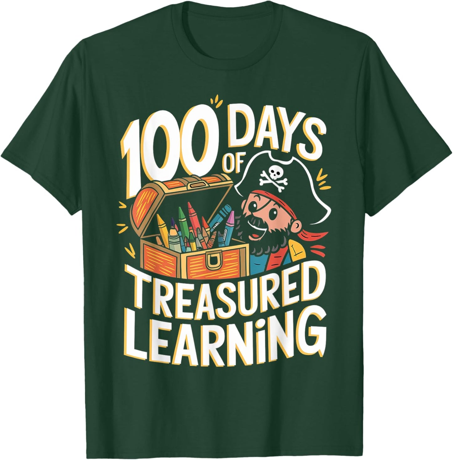 100 Days of School Boys Teacher 100th Day Pirate Outfit T-Shirt - T-Shirt | Forest