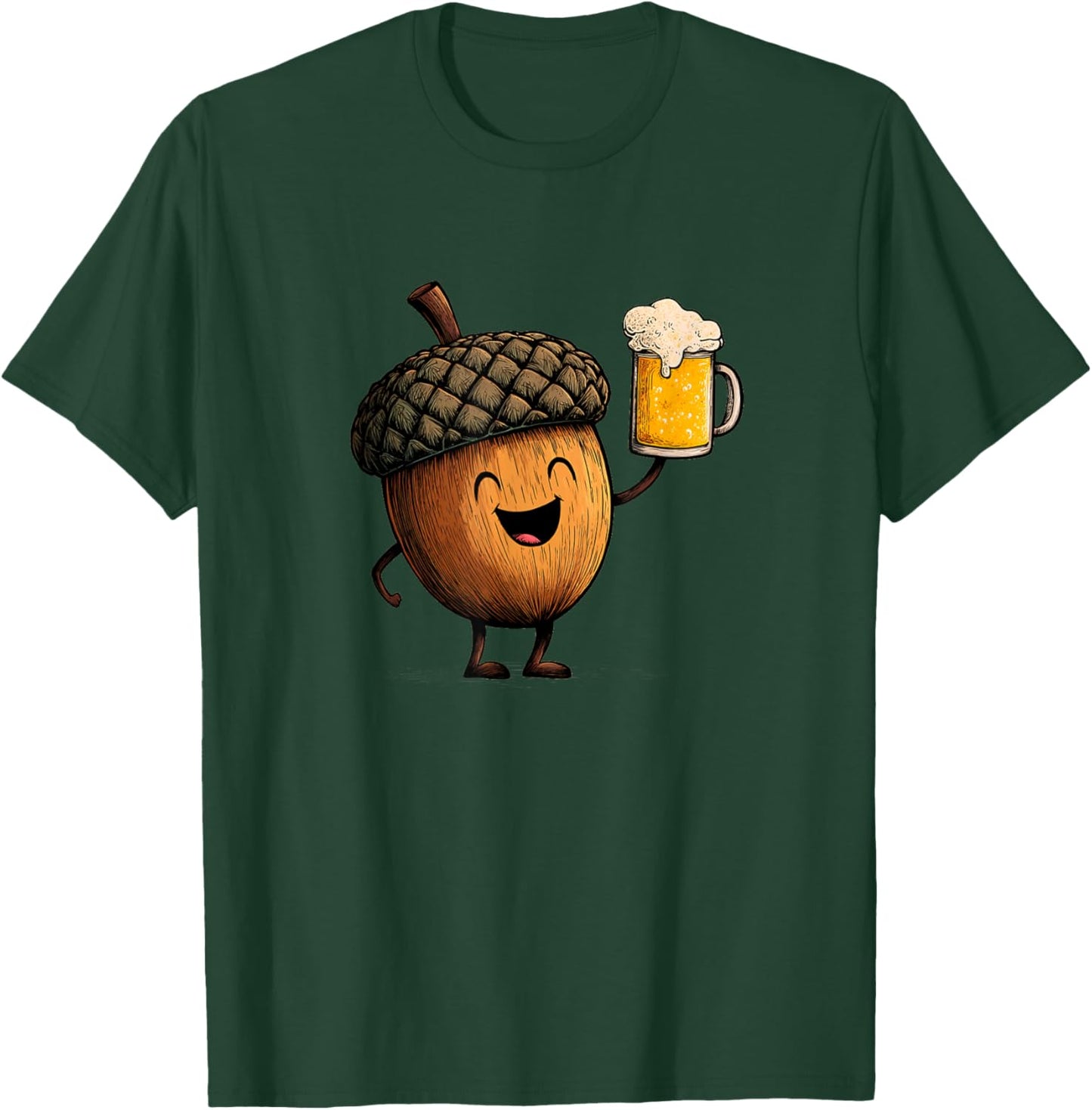 Amazing Acorn with Beer Glass in Hand for Oak Tree Lovers T-Shirt - T-Shirt | Forest