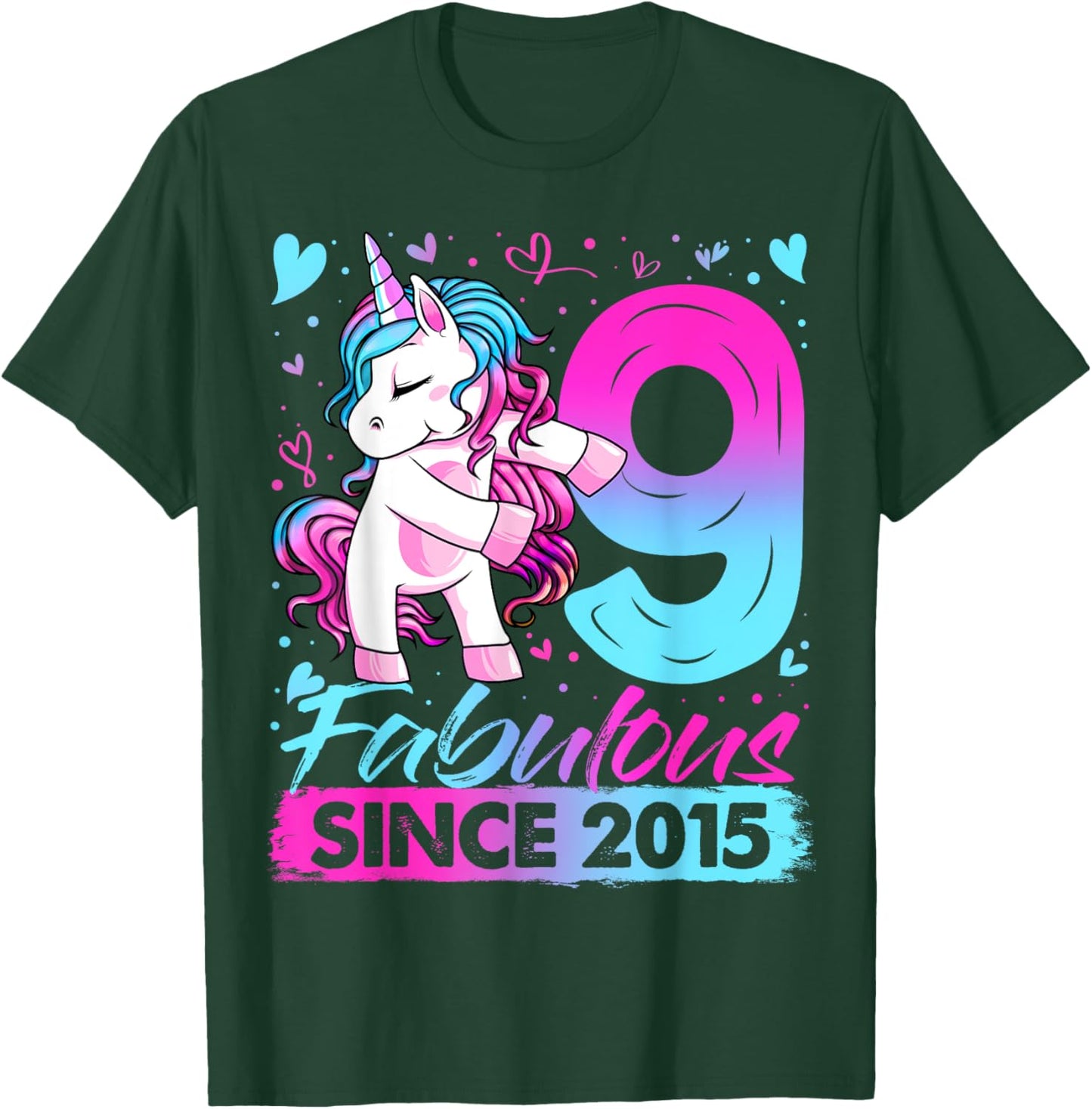 9 Years Old Flossing Unicorn Gifts 9th Birthday Girl Party T-Shirt - T-Shirt | Forest