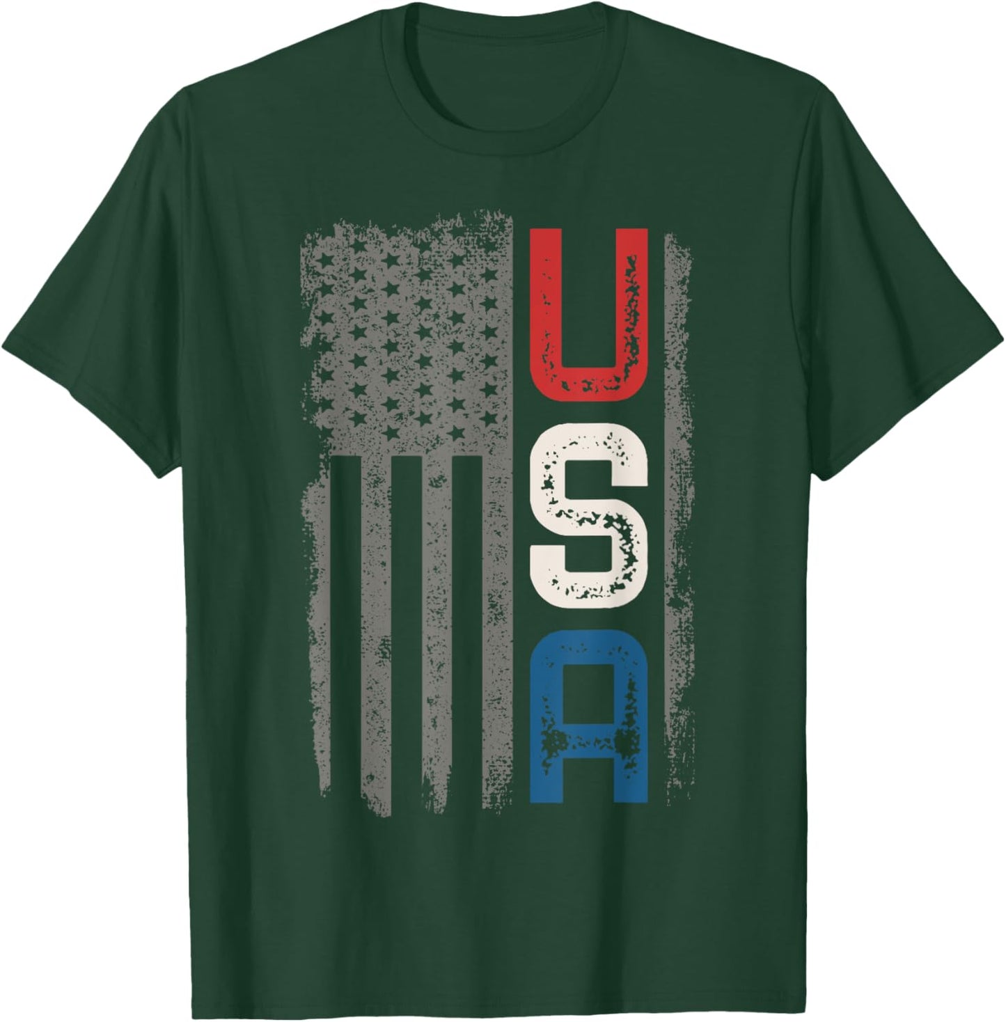 American Flag Vintage USA Patriotic Distressed American Flag T-Shirt - T-Shirt | Forest