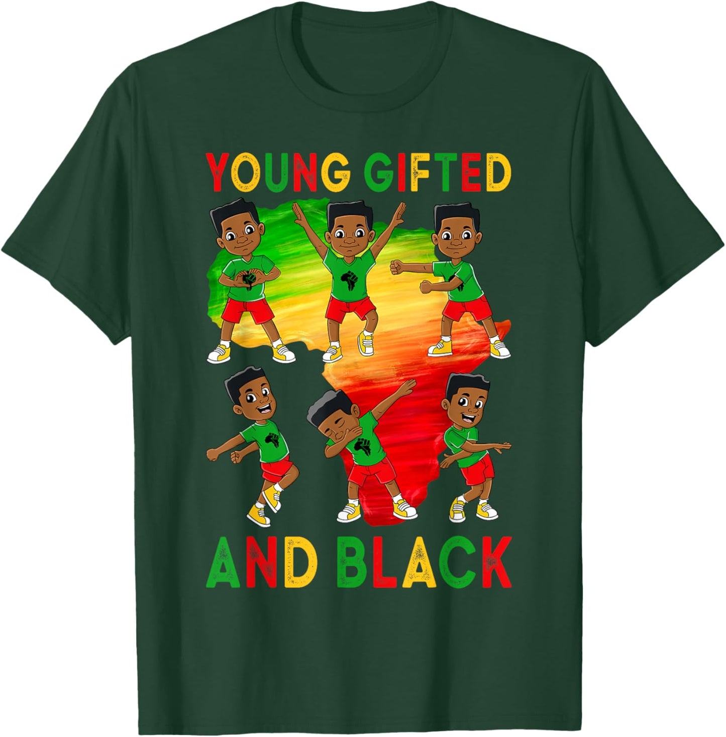 Young Gifted and Black Boys Kids Juneteenth Young King T-Shirt - T-Shirt | Forest