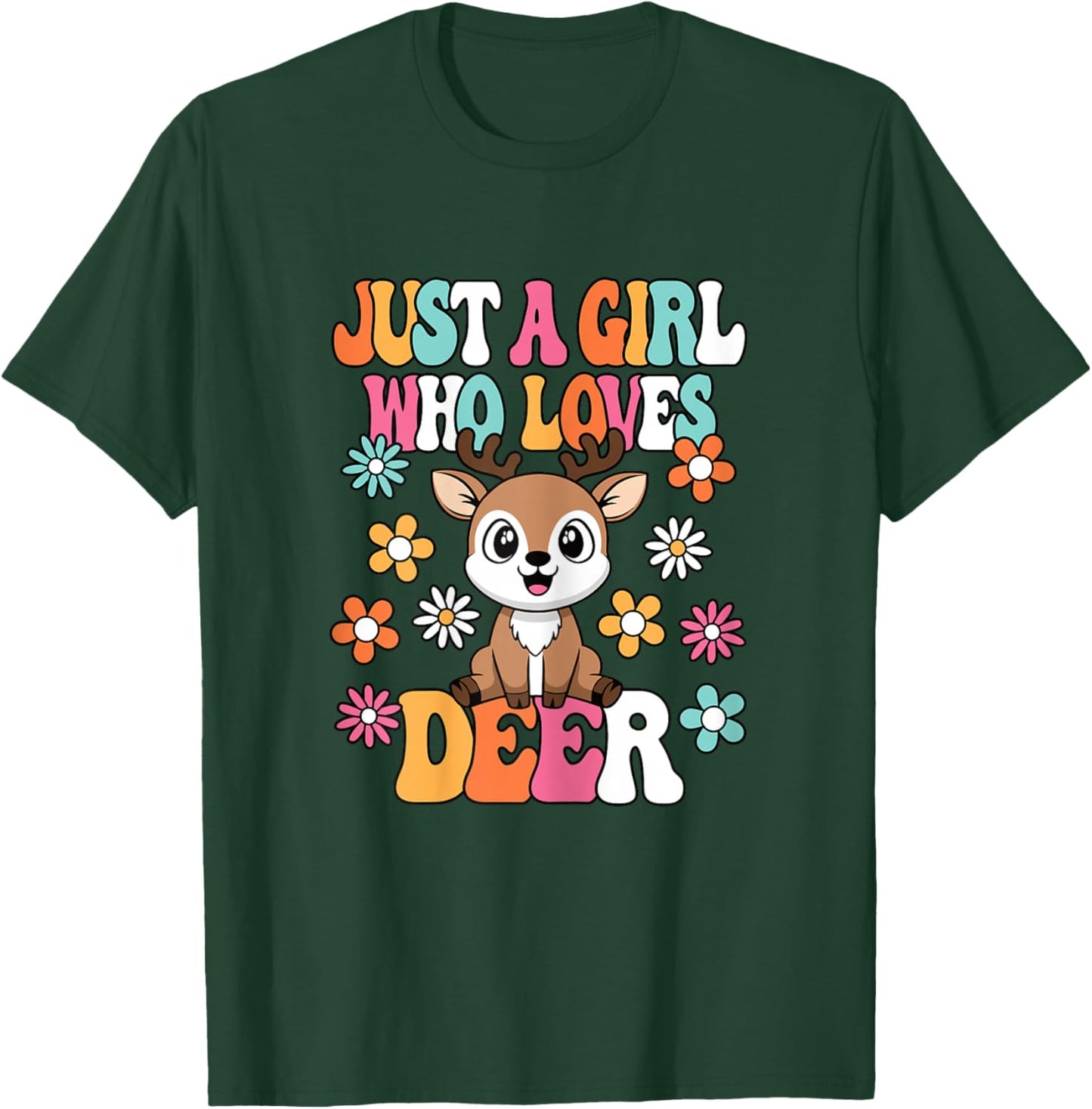 Just A Girl Who Loves Deer Cute Deer Lover Girls Kids T-Shirt - T-Shirt | Forest