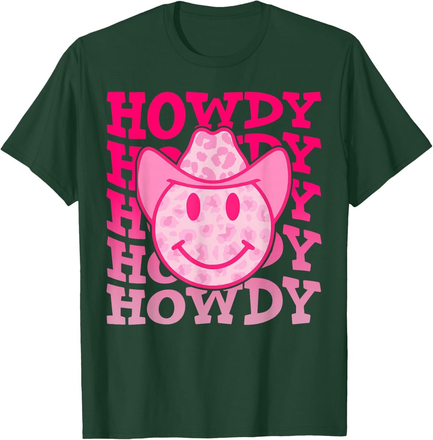 Pink Howdy Smile Face Rodeo Western Country Southern Cowgirl T-Shirt - T-Shirt | Forest