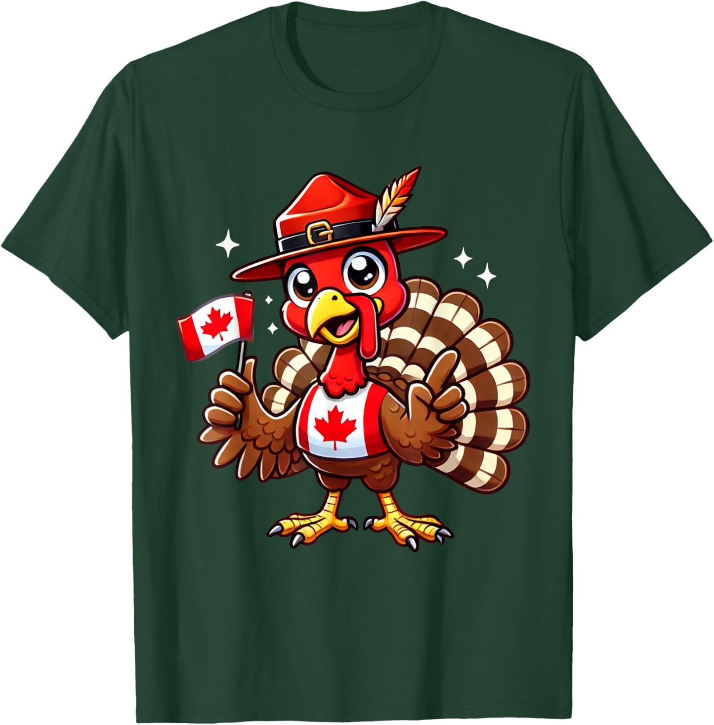 Funny Turkey Graphic Canada Flag Happy Canadian Thanksgiving T-Shirt - T-Shirt | Forest