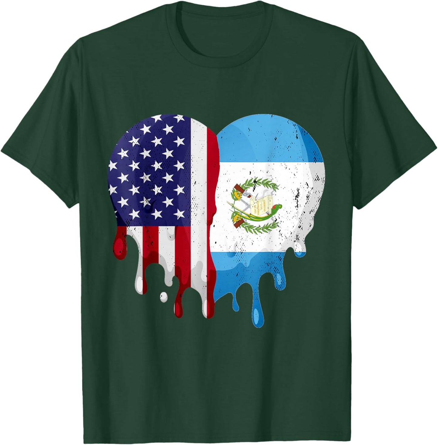 American Guatemalan Hispanic Heritage Month Flag Heart T-Shirt - T-Shirt | Forest