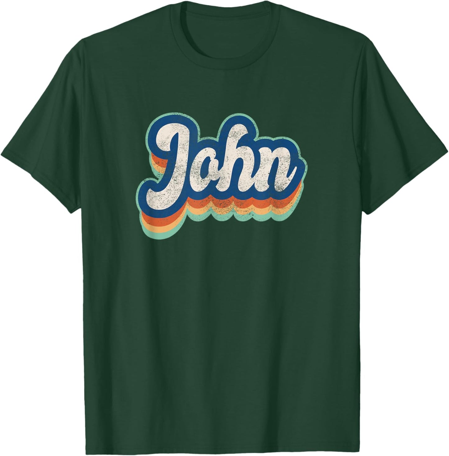 John First Name Boy Vintage Style 70s 80s Personalized T-Shirt - T-Shirt | Forest