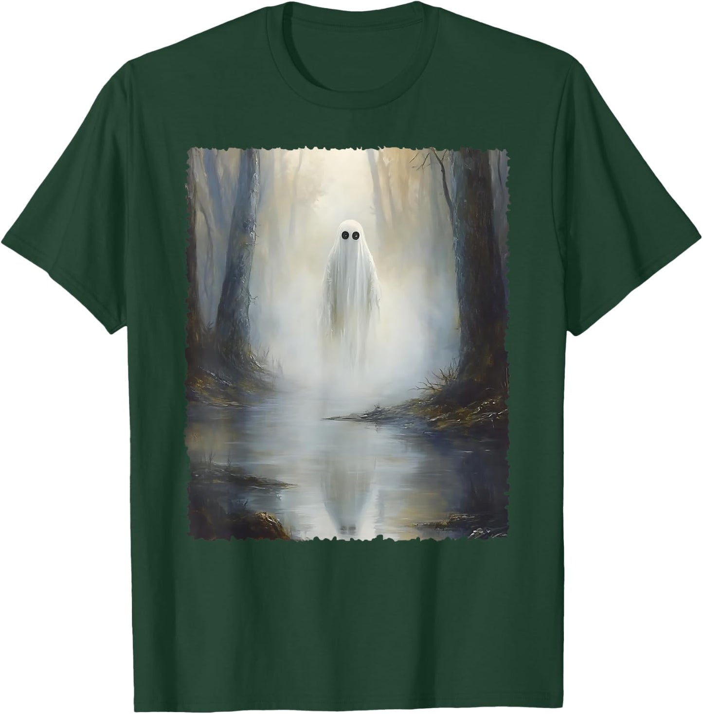 Spooky Halloween Costume Vintage Ghost In The Forest Gothic T-Shirt - T-Shirt | Forest