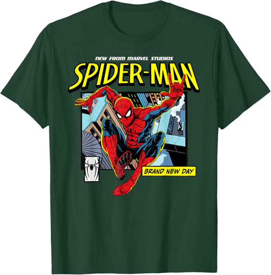 Marvel Studios Spider-Man Day Rooftop Comic Panel T-Shirt - T-Shirt | Forest