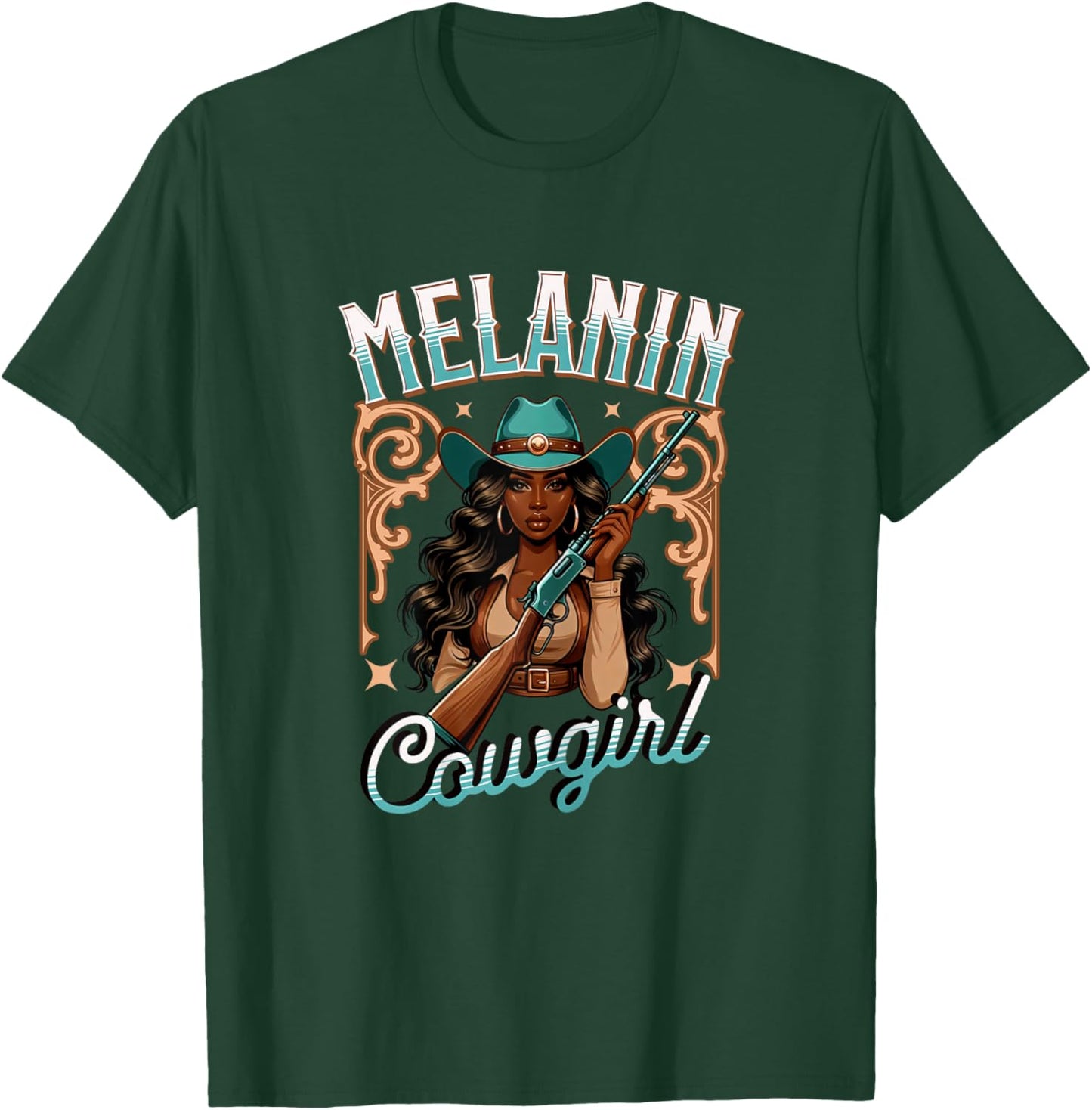 Melanin Cowgirl Rodeo Queen Country Girl African American T-Shirt - T-Shirt | Forest