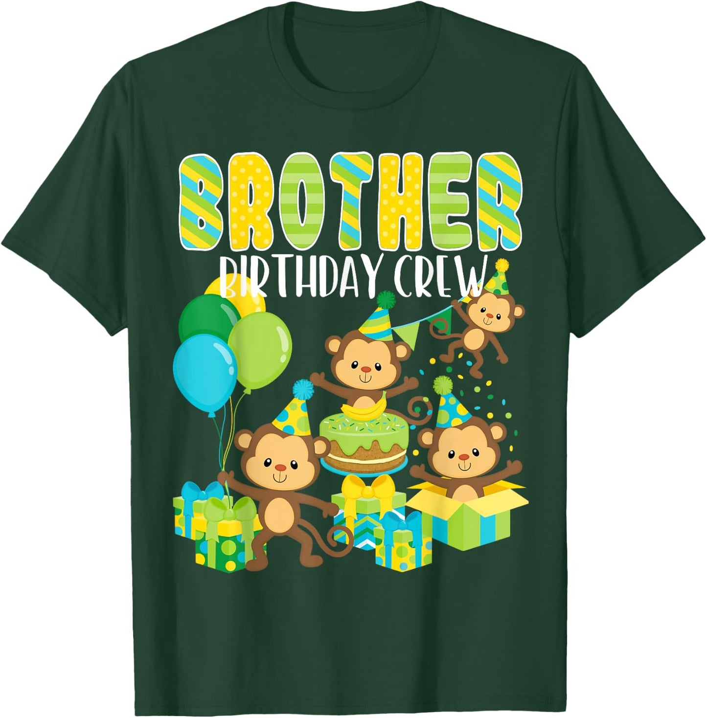 Birthday Party Monkey Brother Birthday Crew Family Matching T-Shirt - T-Shirt | Forest