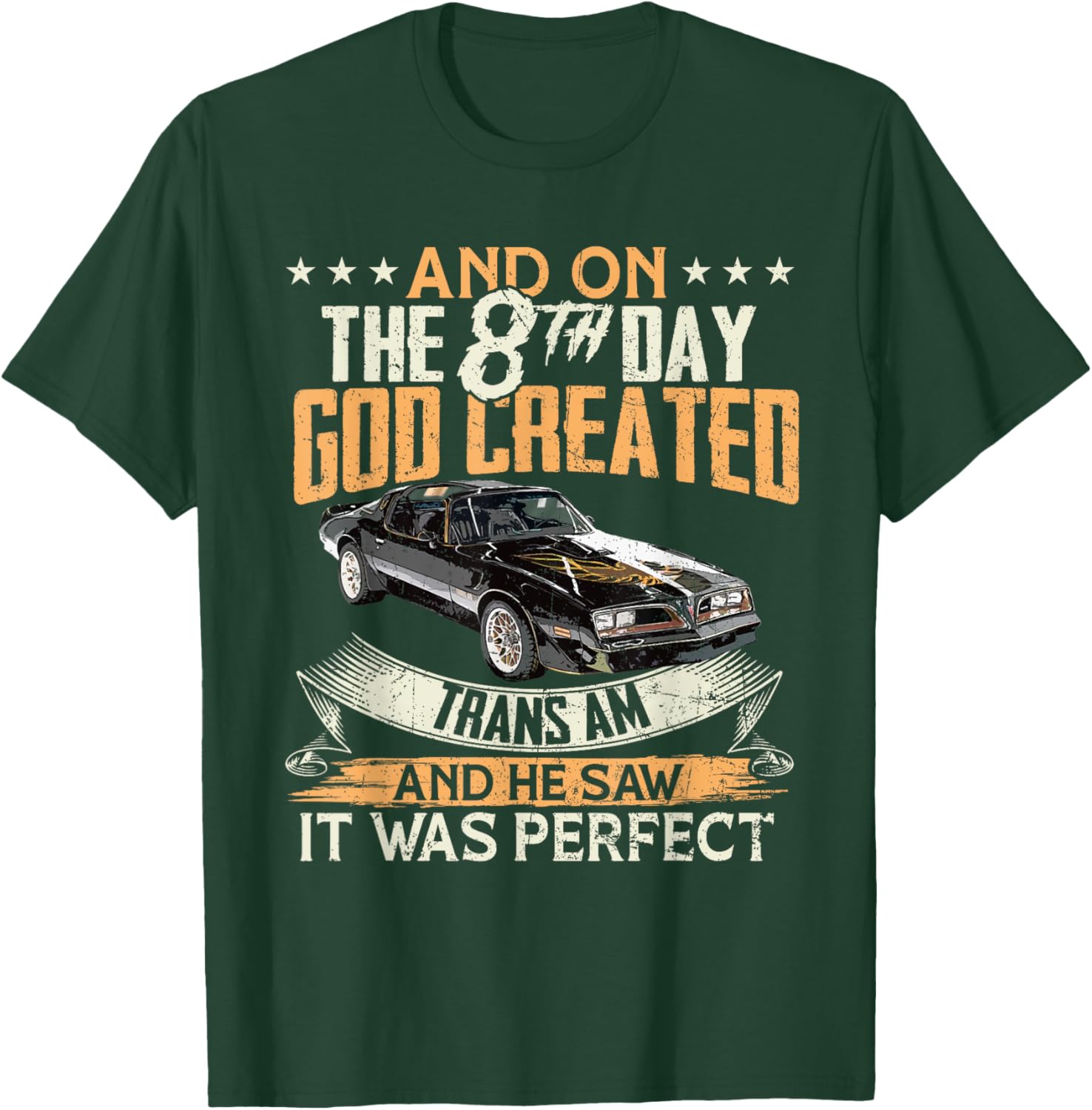 1977 77 trans am vintage black car 70s And on the day God T-Shirt - T-Shirt | Forest