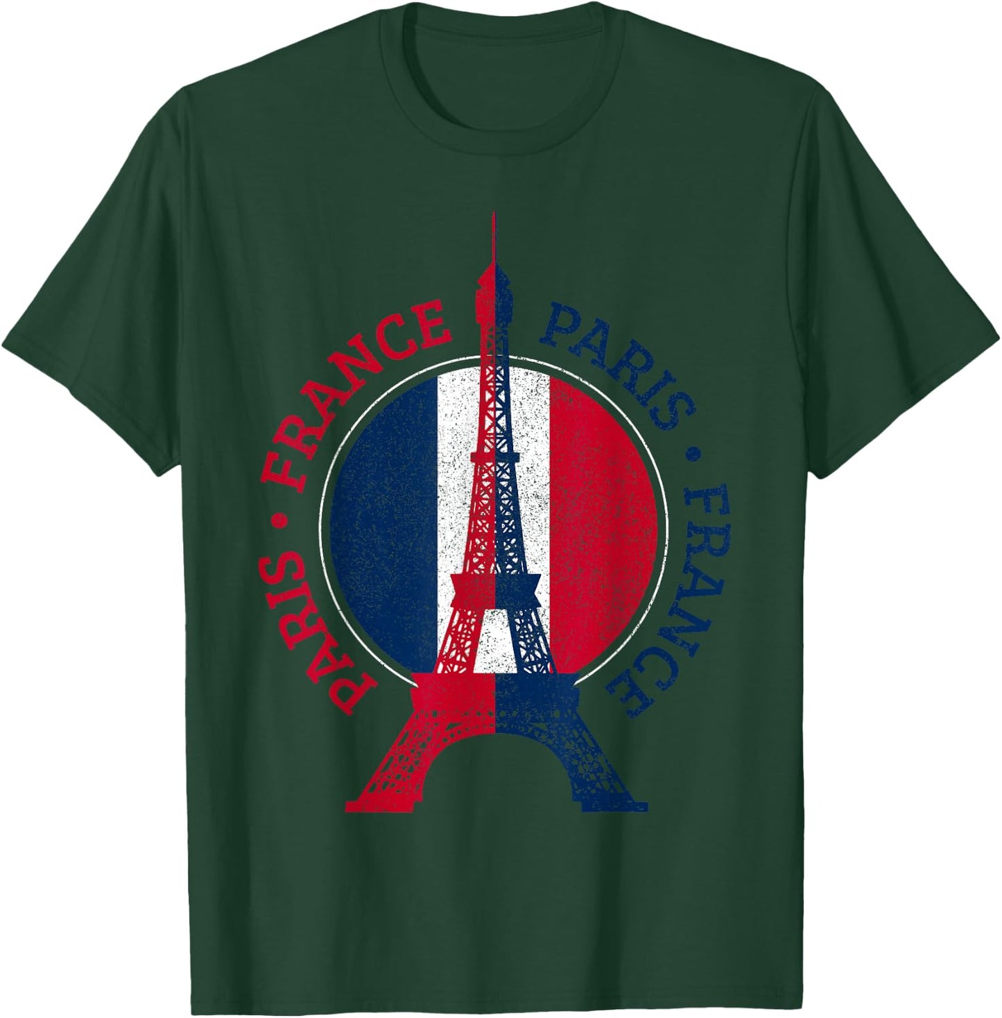 Paris France Eiffel Tower France Flag Travel Souvenir T-Shirt - T-Shirt | Forest