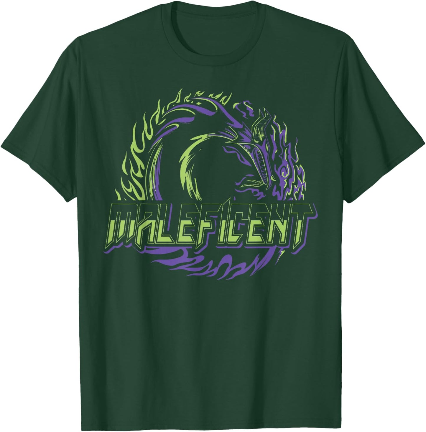 Disney Villains Maleficent Neon Dragon Circle T-Shirt - T-Shirt | Forest