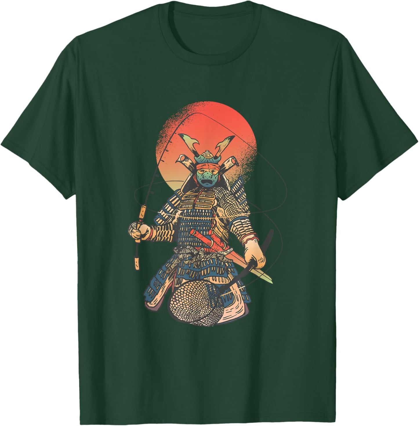 Vintage Samurai Angler and Fisher T-Shirt - T-Shirt | Forest