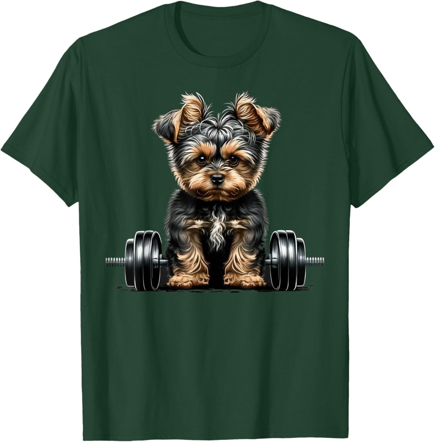 Yorkie Weightlifting Dog Funny Fitness Gym Yorkshire Terrier Men Women Kids T-Shirt - T-Shirt | Forest