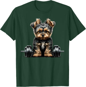 Yorkie Weightlifting Dog Funny Fitness Gym Yorkshire Terrier Men Women Kids T-Shirt - T-Shirt | Forest