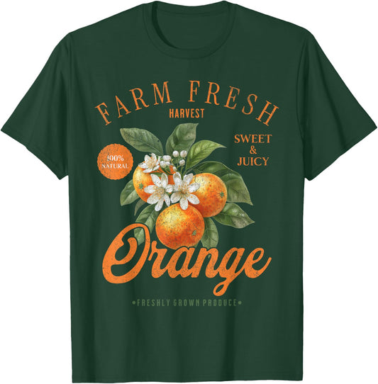 Farm Fresh Organic Orange Farmer's Market Homegrown Vintage T-Shirt - T-Shirt | Forest