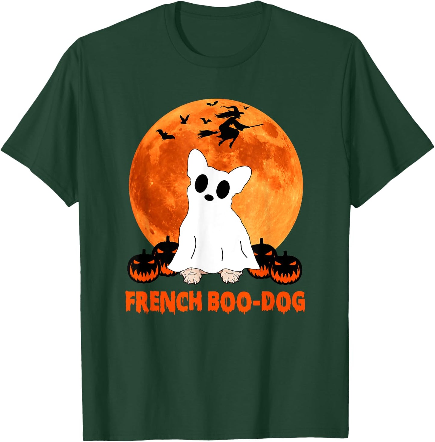 French Boo-Dog Funny French Bulldog Halloween Men Women Kids T-Shirt - T-Shirt | Forest