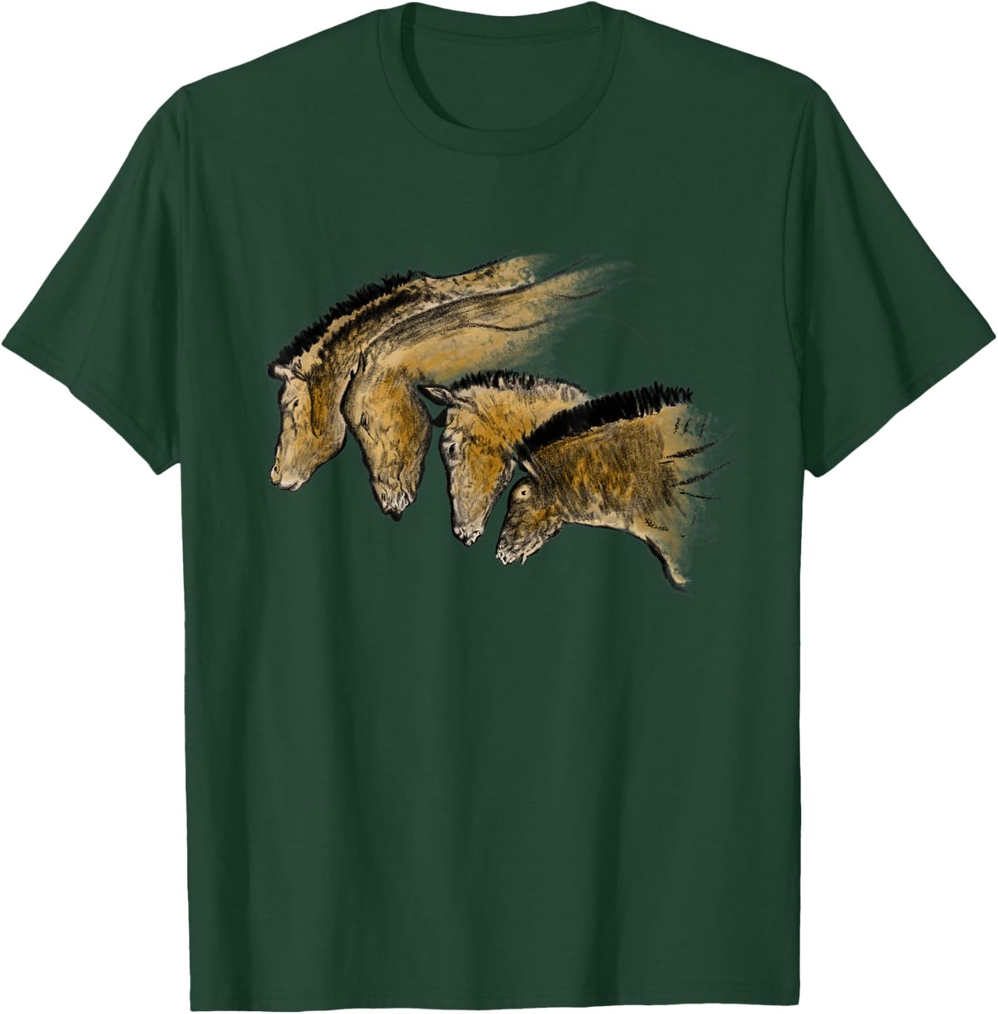 Cave Painting of four horses from Chauvet T-Shirt - T-Shirt | Forest