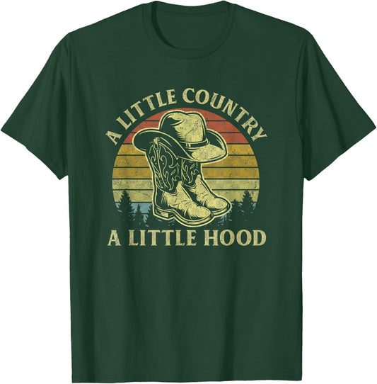 Little Country Little Hood Vintage Cowboy Hat Country Music T-Shirt - T-Shirt | Forest