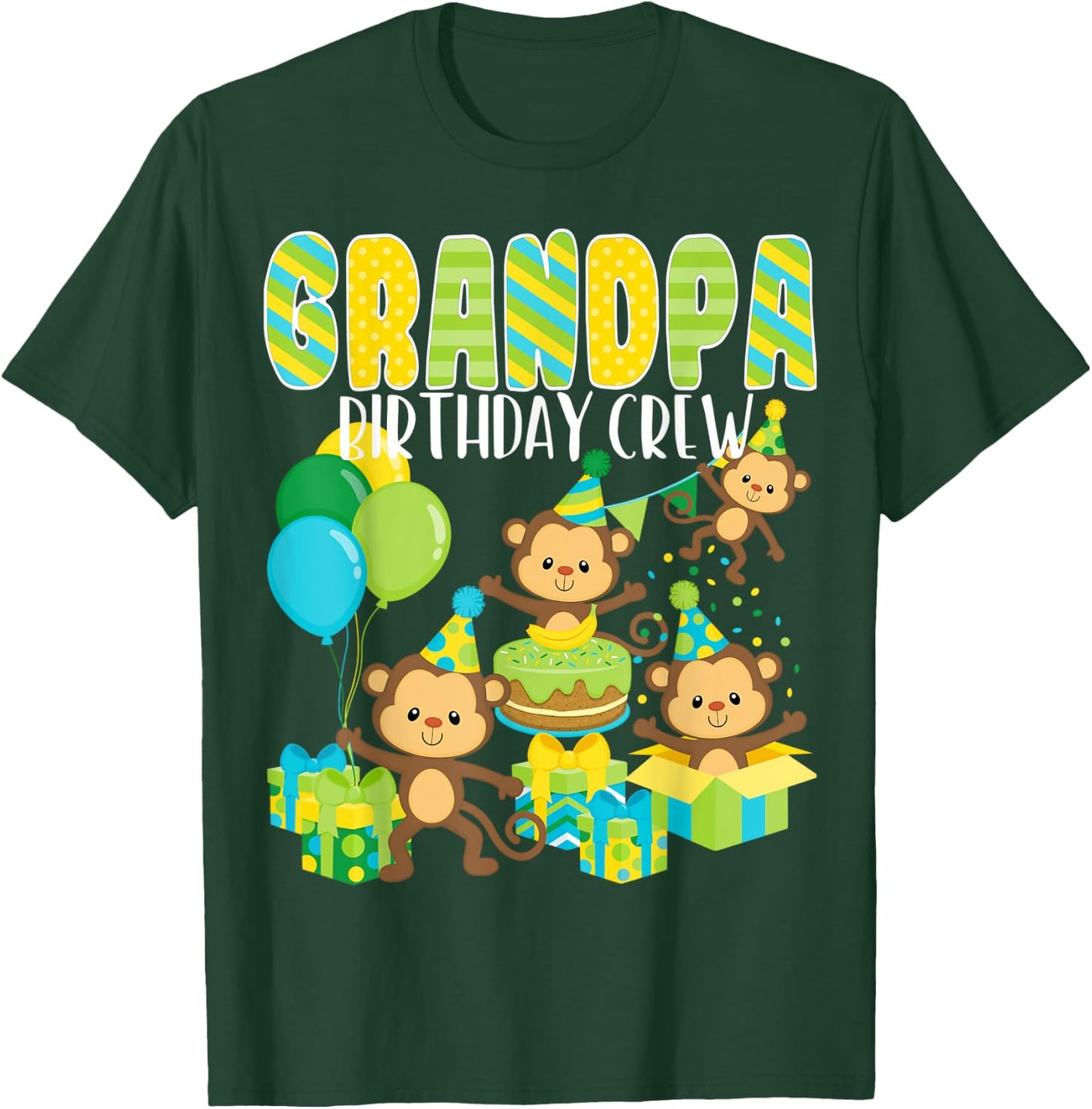 Birthday Party Monkey Grandpa Birthday Crew Family Matching T-Shirt - T-Shirt | Forest