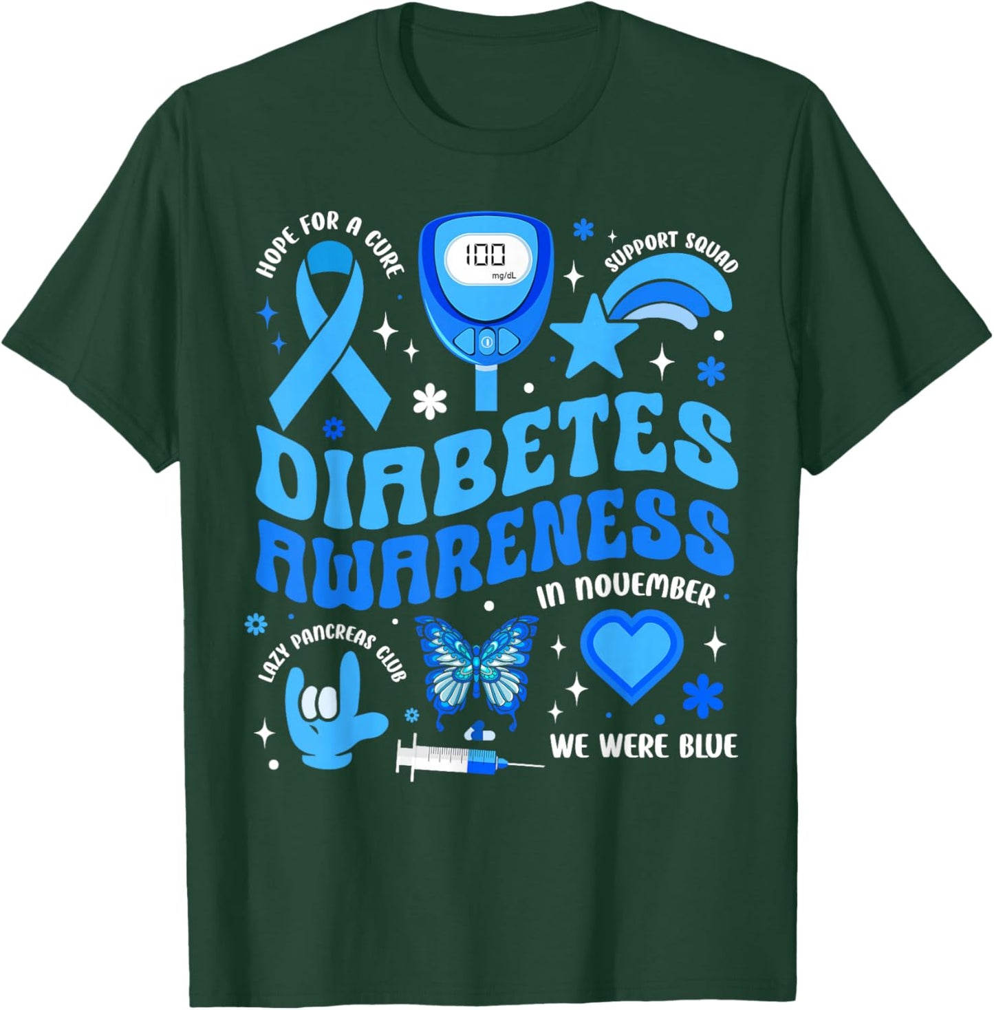 Diabetes Awareness Toddler Ribbon T1D Support Warrior Squad T-Shirt - T-Shirt | Forest