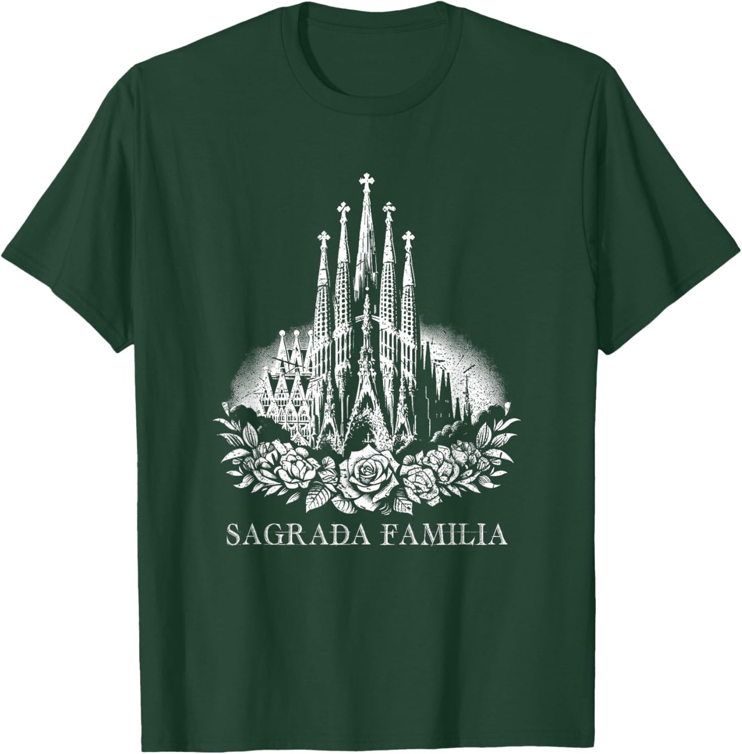 Basílica de la Sagrada Família Barcelona Vintage Floral T-Shirt - T-Shirt | Forest
