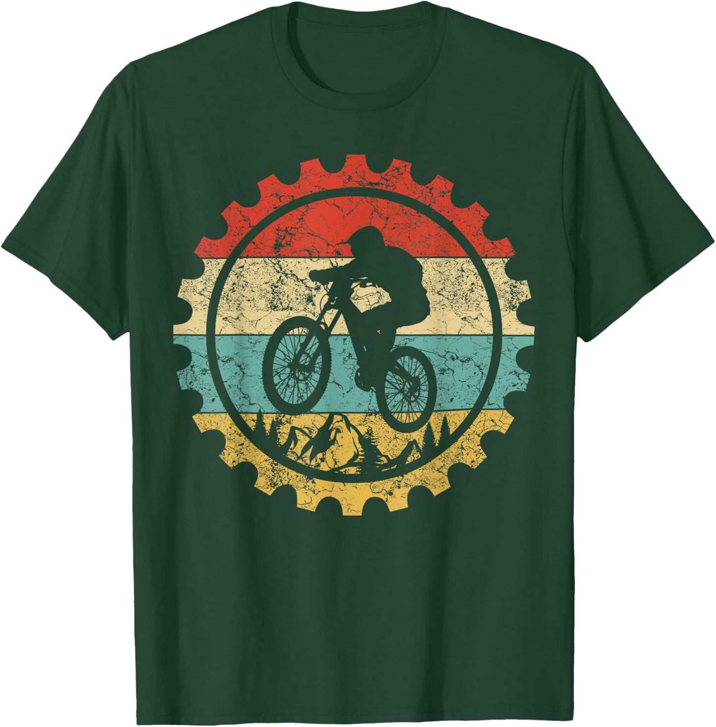 Wheelie Awesome Mountain Biking Co Retro Vintage MTB Bicycle Bike Rider T-Shirt - T-Shirt | Forest