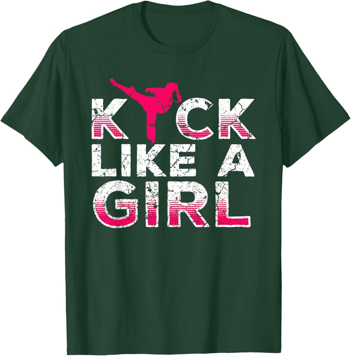I Kick Like A Girl-Karate Kickboxing Girls T-Shirt - T-Shirt | Forest