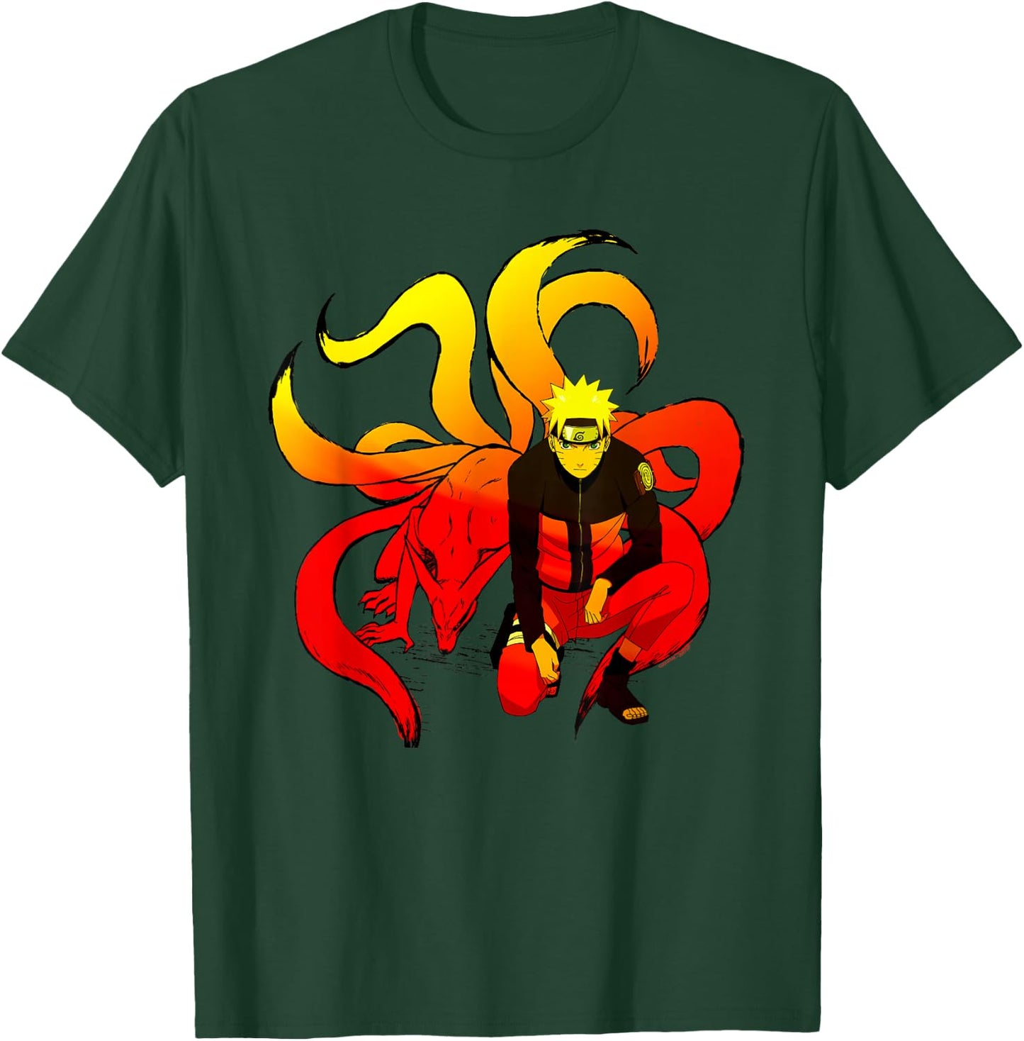 Naruto Shippuden Naruto and 9 Tails Short Sleeve T-Shirt - T-Shirt | Forest