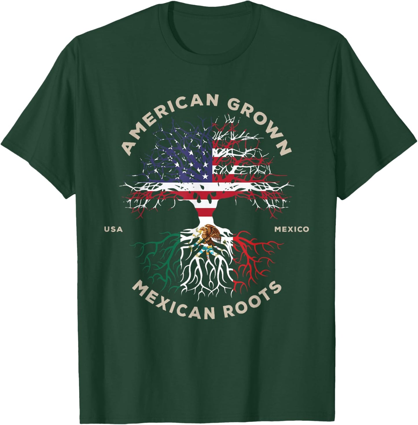 American Grown With Mexican Roots T-Shirt - T-Shirt | Forest