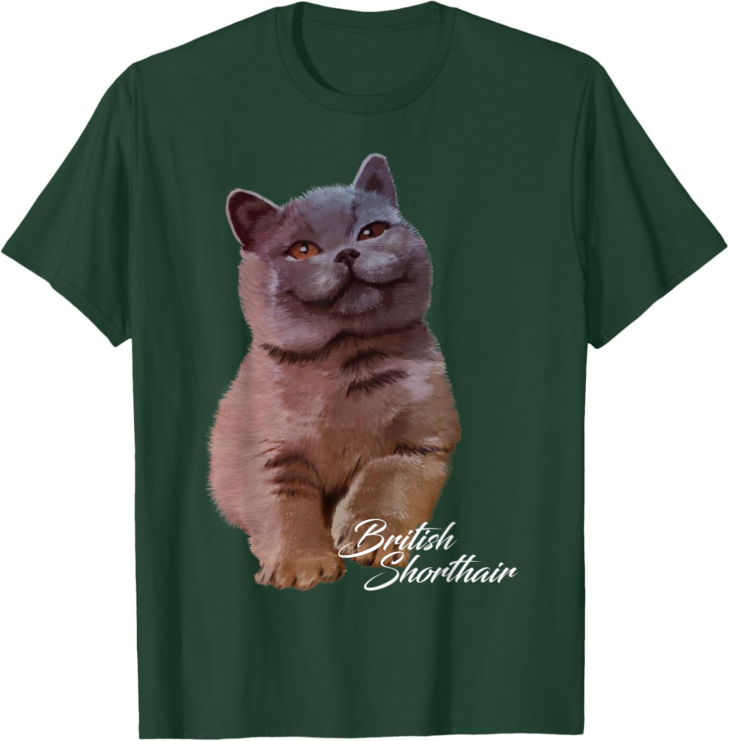 Colorful British Shorthair Cat Funny Kitties Lover Gift Men Women Kids T-Shirt - T-Shirt | Forest