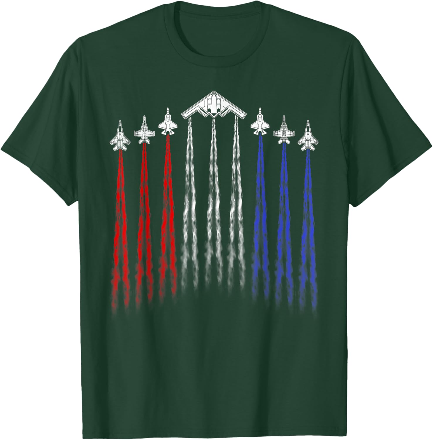 4th Of July Fighter Jet Airplane Red White Blue Patriotic T-Shirt - T-Shirt | Forest