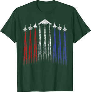 4th Of July Fighter Jet Airplane Red White Blue Patriotic T-Shirt - T-Shirt | Forest
