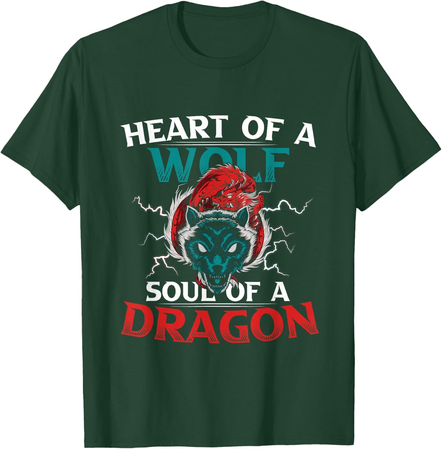 Heart Of A Wolf Soul Of A Dragon Brave Animals T-Shirt - T-Shirt | Forest