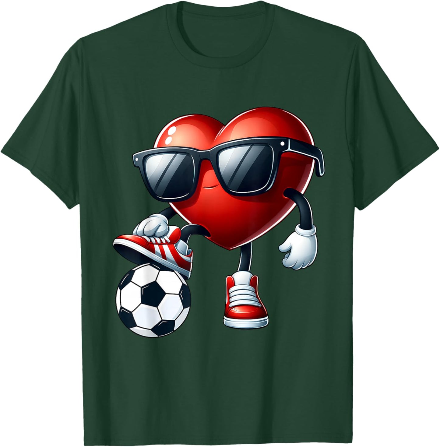 Funny Heart Playing Soccer Valentines Day Boys Kids T-Shirt - T-Shirt | Forest