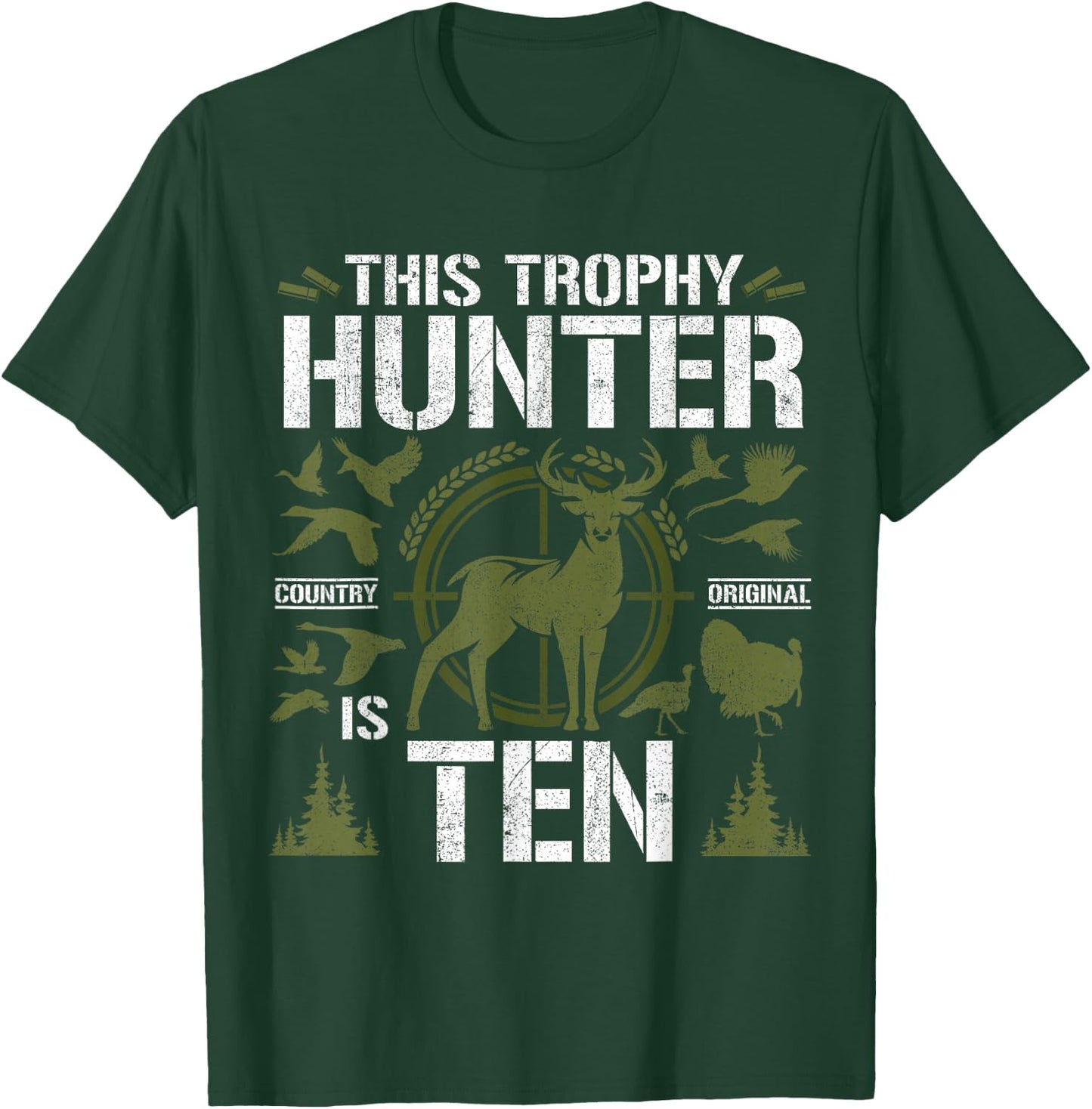 10 Year Old Hunting Birthday Party Deer Hunter 10th Gift T-Shirt - T-Shirt | Forest