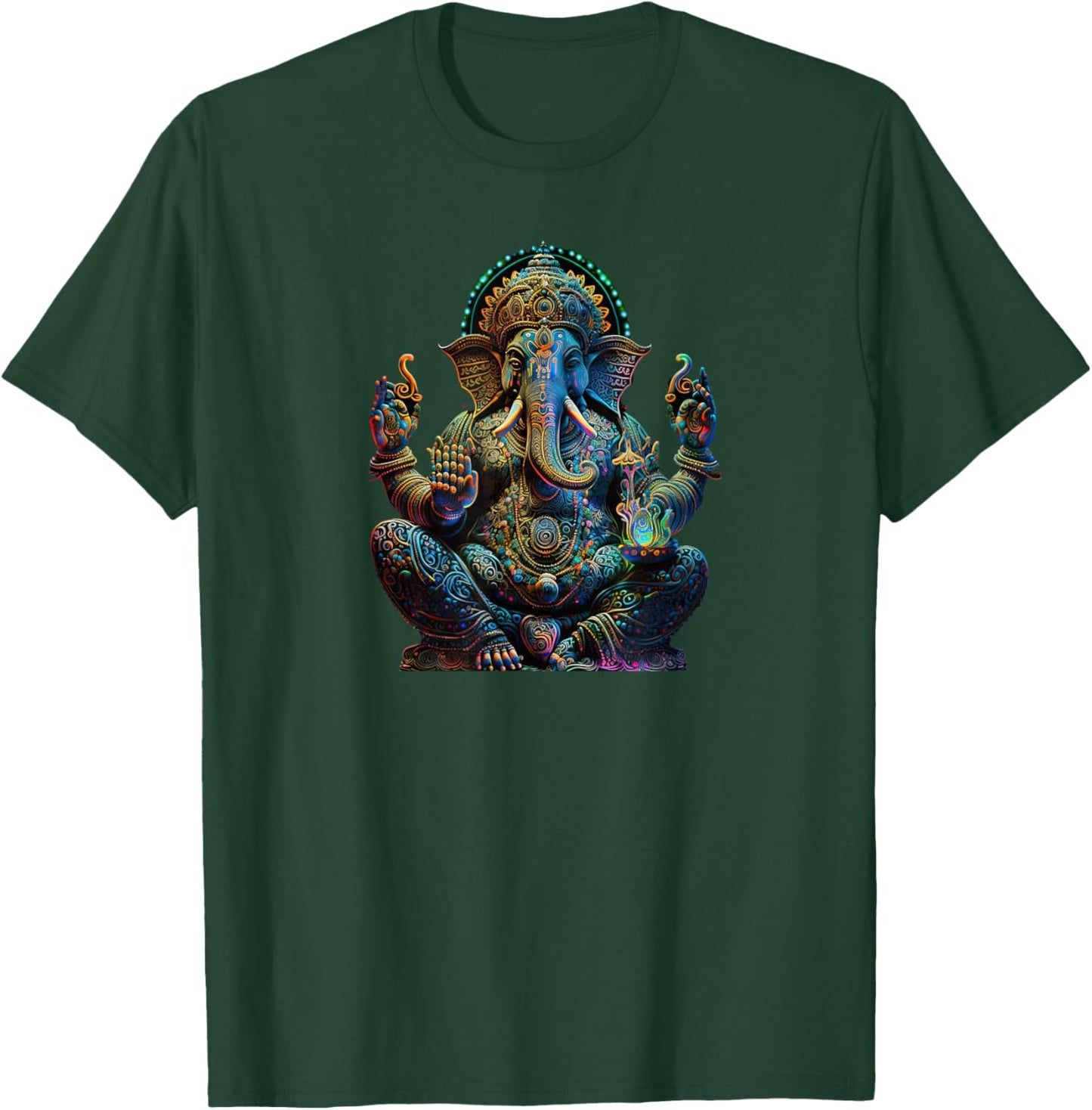 Ganesh Enlightenment Consciousness Meditation - Men, Children, Spiritual and Wellness Interested - Black - Small - Short Sleeve - Yoga - Spiritual Meditation - Mandala T-Shirt - T-Shirt | Forest