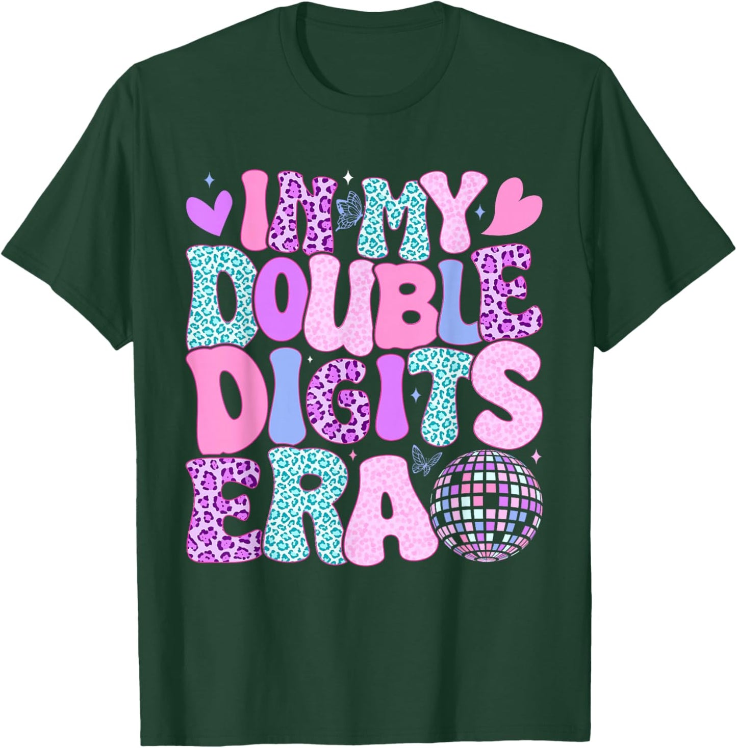 in My Double Digits Era Retro 10 Year Old 10th Birthday Girl T-Shirt - T-Shirt | Forest
