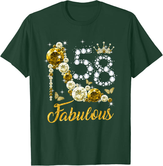 58 & Fabulous 58th Birthday Gifts Women Diamond Crown Shoes T-Shirt - T-Shirt | Forest