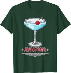 Retro Aviation Cocktails Design T-Shirt - T-Shirt | Forest