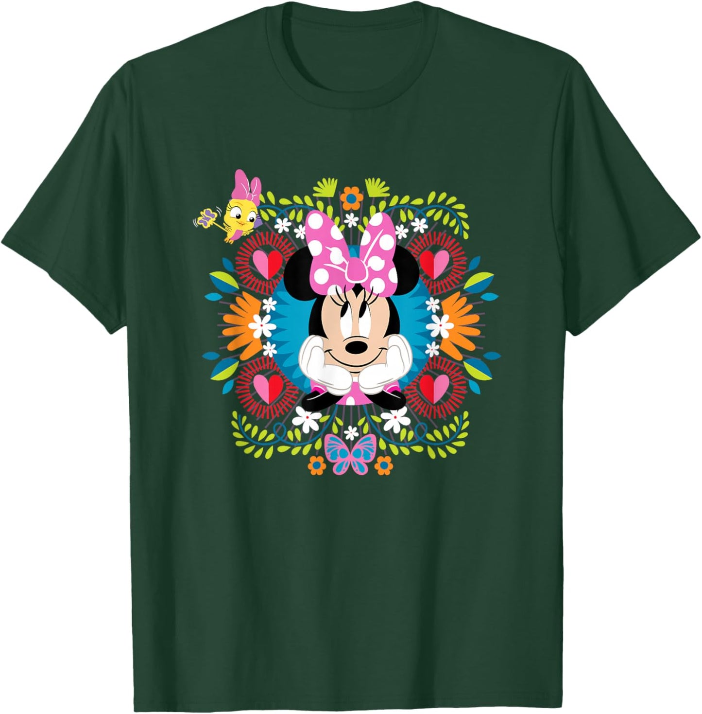 Disney Minnie Mouse Vintage Polka Dot Floral Frame T-Shirt - T-Shirt | Forest