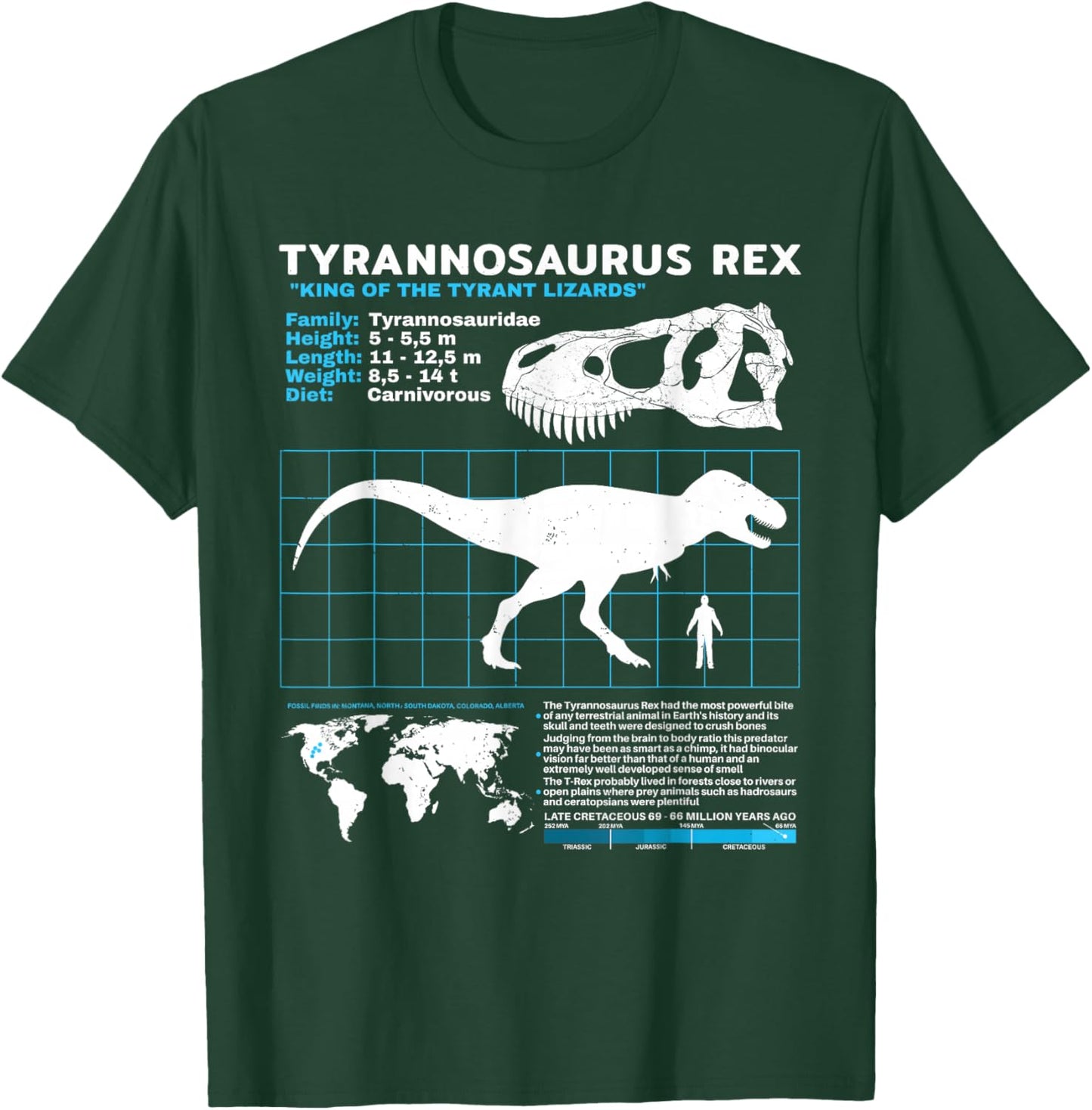Tyrannosaurus Rex fact sheet Dinosaur Facts T-Shirt - T-Shirt | Forest