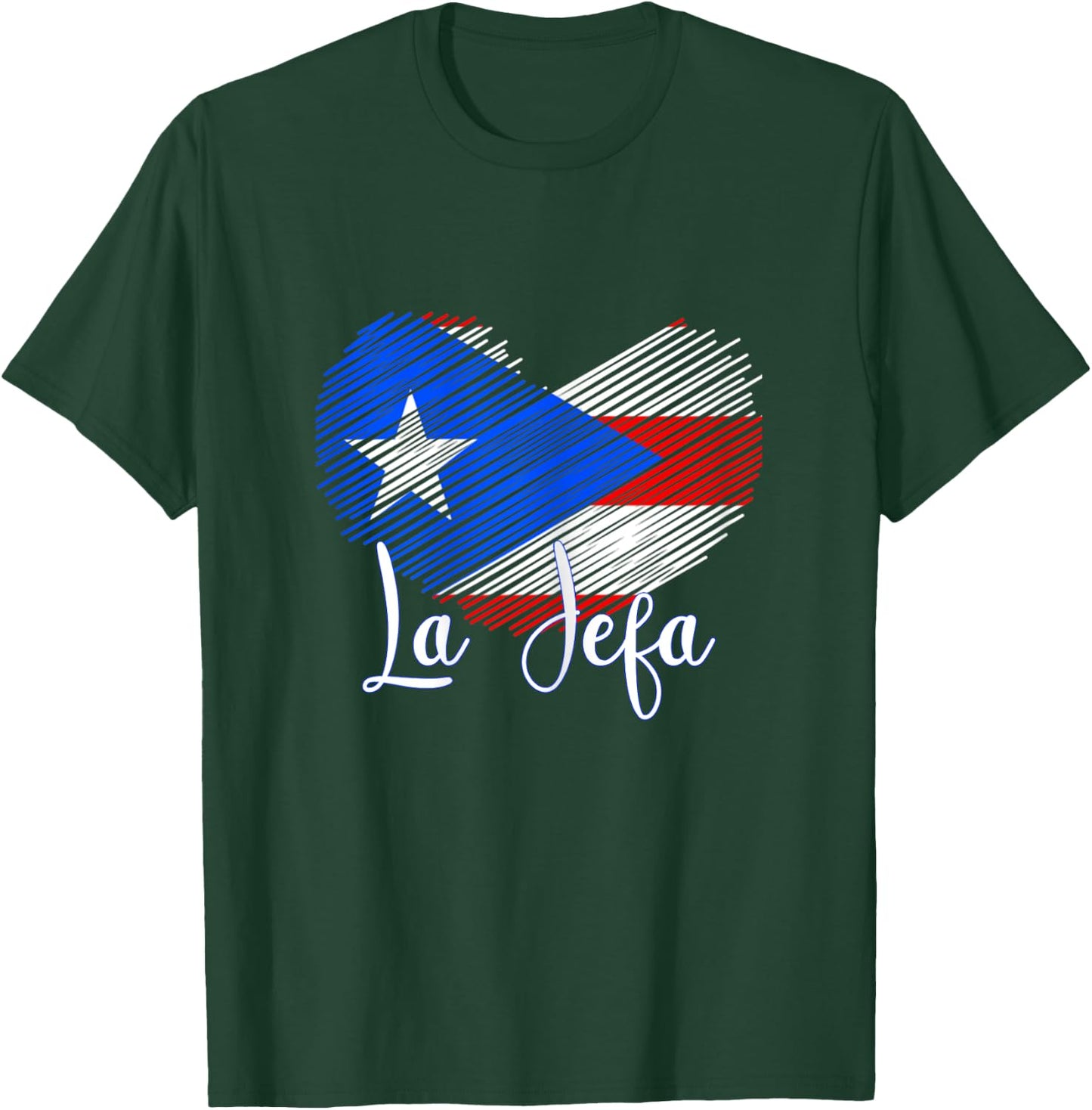 Boricua Jefa Puerto Rico Heart Flag Boricua Mom mothers day T-Shirt - T-Shirt | Forest