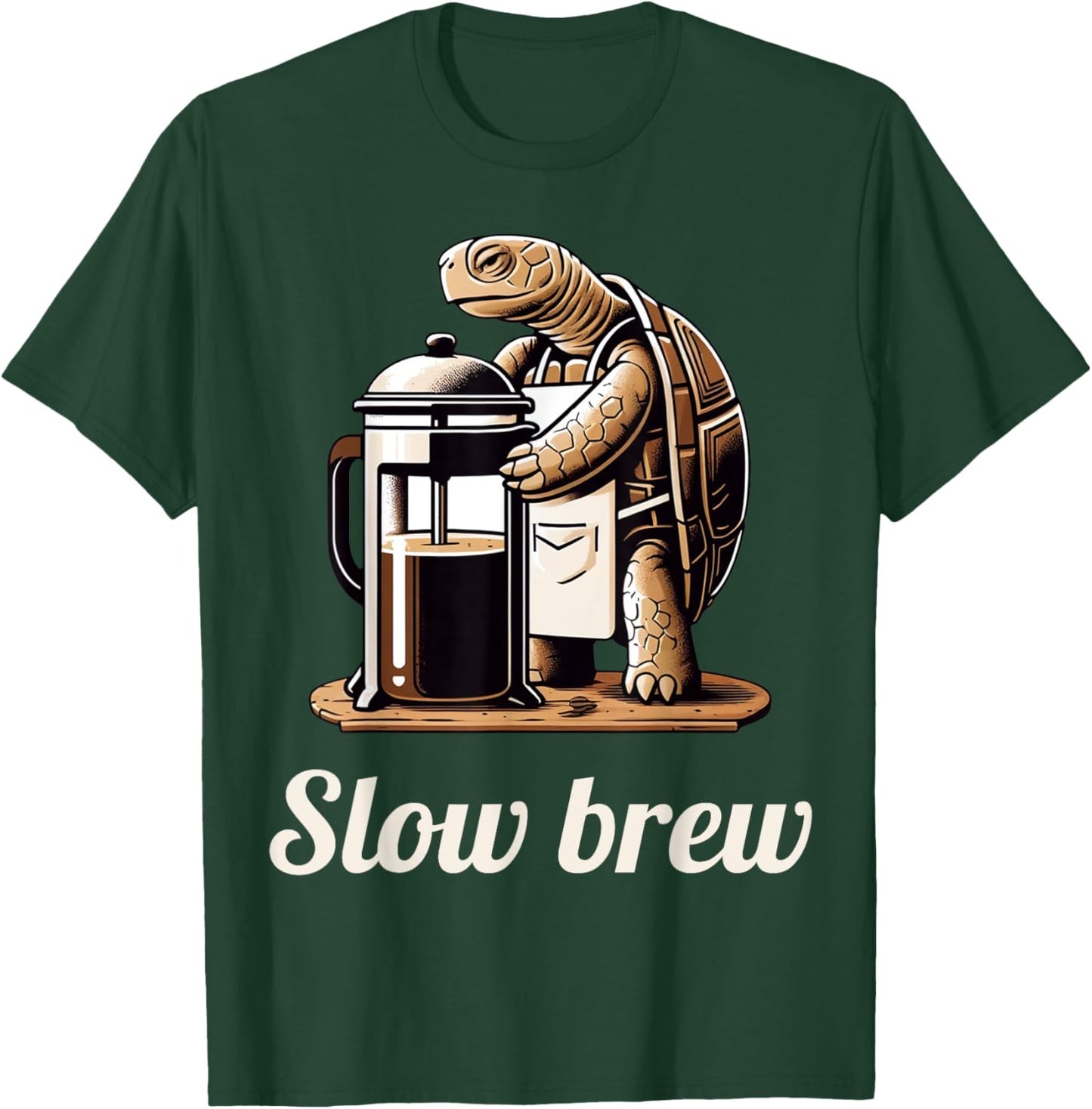 Funny Turtle Pun Slow Brew Turtle Coffee Lover Graphic T-Shirt - T-Shirt | Forest
