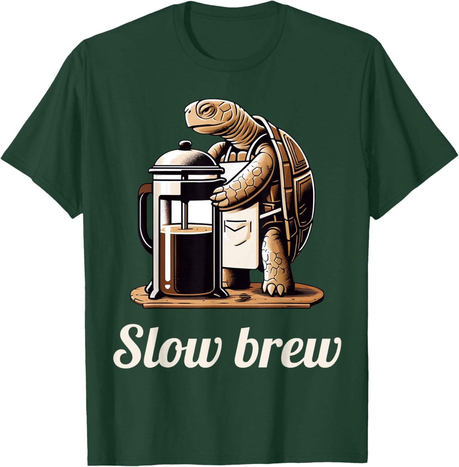 Funny Turtle Pun Slow Brew Turtle Coffee Lover Graphic T-Shirt - T-Shirt | Forest